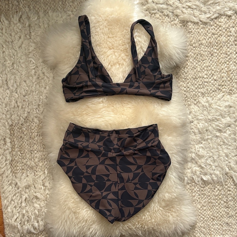 Skatie Black and Brown Geometric Bikini - Picture 2 of 2